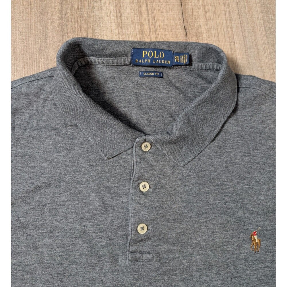 Polo Ralph Lauren Size XXL 2XL Classic Fit 100% Cotton Gray Polo Pony Preppy